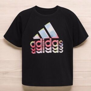 Adidas Girls Black Graphic T-Shirt | SIZE M (10-12)